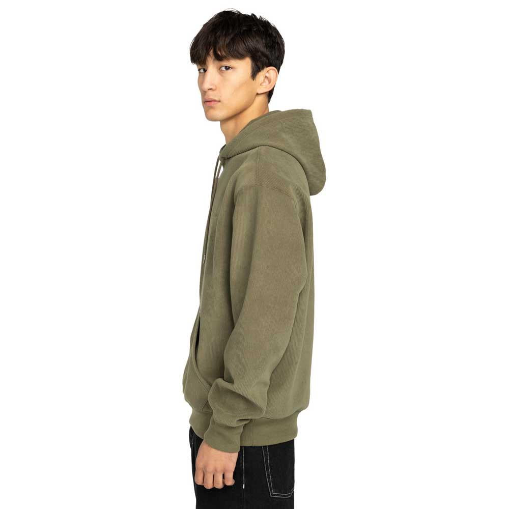 Element Serif Coruroy Pullover Hooded Sweatshirt Kalamata Brown Green