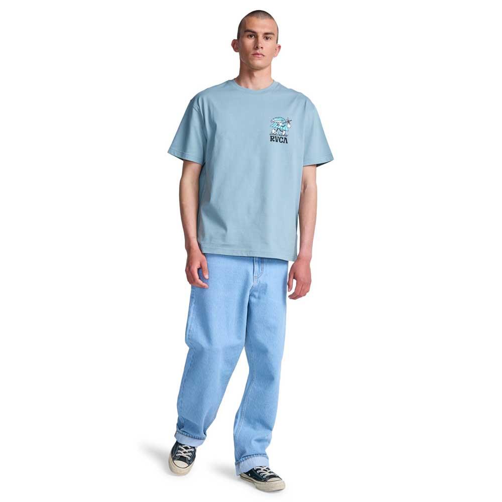 RVCA Keep looking Short Sleeve T-Shirt Lead Blue