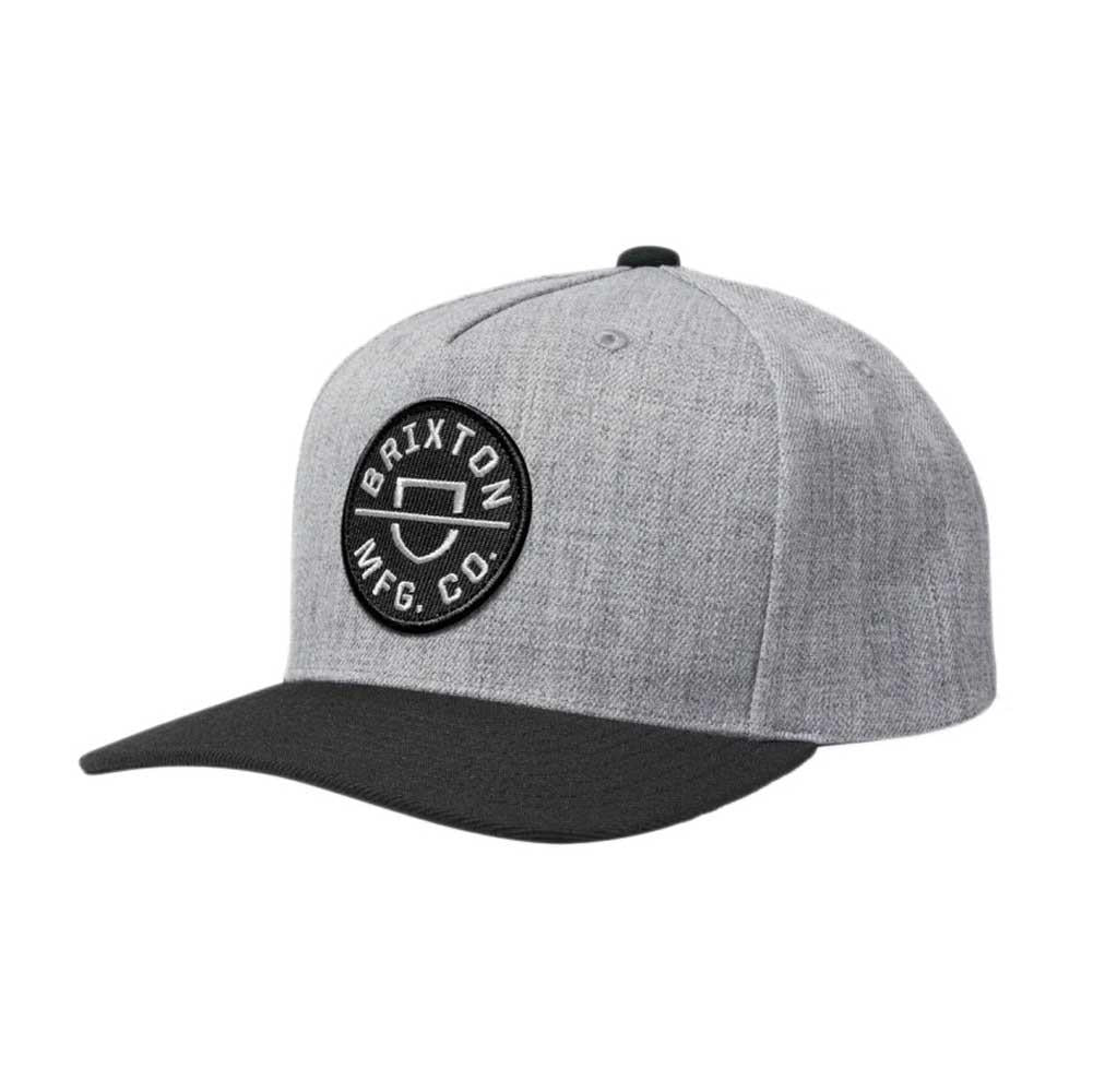 Brixton Crest NetPlus Snapback Cap Heather Grey Black One Size