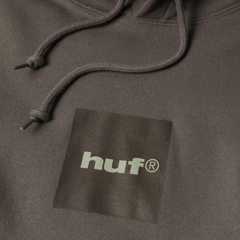 Huf Box Logo Pullover Hooded Sweatshirt Dark Earth Brown