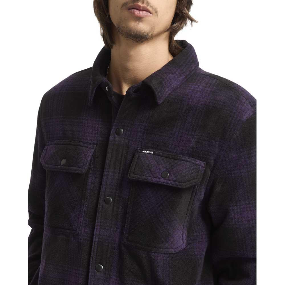 Volcom Bowered Fleece Longsleeve Shirt Jacket Dark Purple