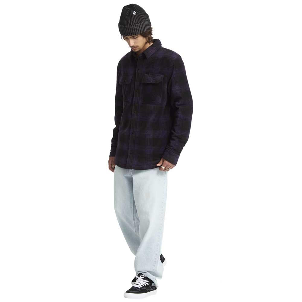 Volcom Bowered Fleece Longsleeve Shirt Jacket Dark Purple