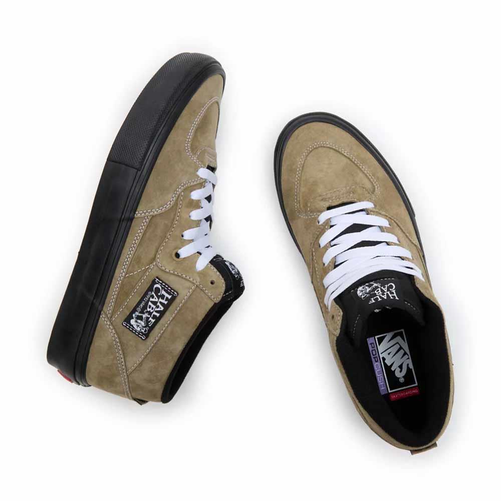 Vans Half Cab Pig Suede Olive Black Vulcanised Skate Shoes