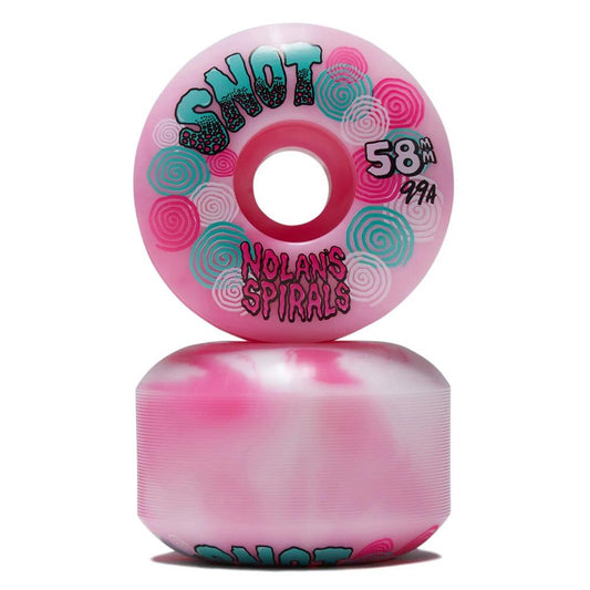 Snot Skateboard Wheels Nolan Houghton Spiral Wide Boys Pink White Swirl 58mm 99a