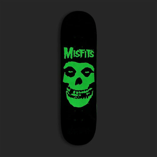 Zero X Misfits Fiend Skull Glow In The Dark Dip Skateboard Deck Black 8.5"