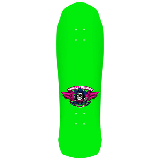 Powell-Peralta Chris Hiett Skateboard Deck 7 Ply Neon Green Blue Foil Skull 9.5"