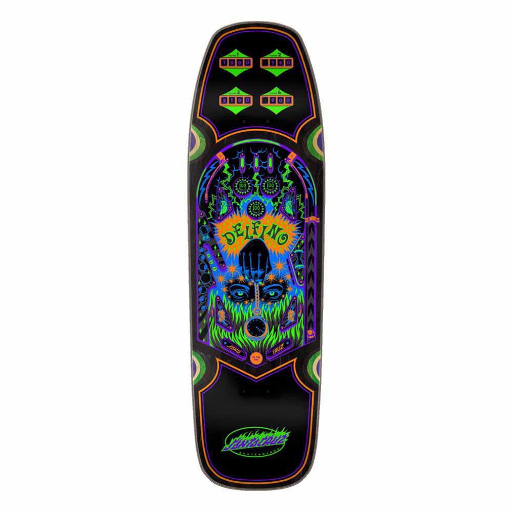 Santa Cruz Skateboard Deck Delfino Pinball Shaped Black/Multi 9.14"