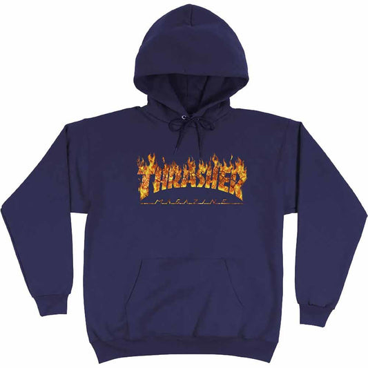 Thrasher Magazine Inferno Logo Graphic Hooded Sweatshirt Navy