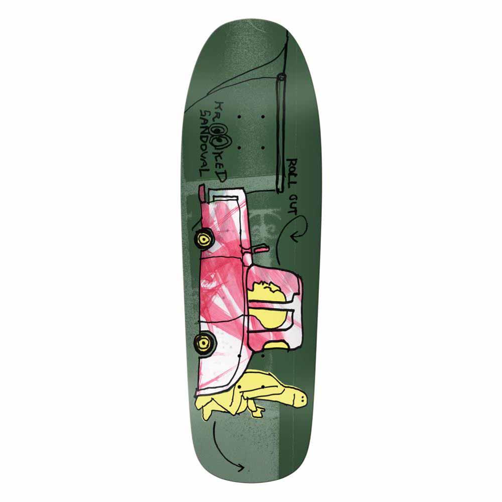 Krooked Pro Skateboard Deck Sandoval Roll Out Green 9.81"