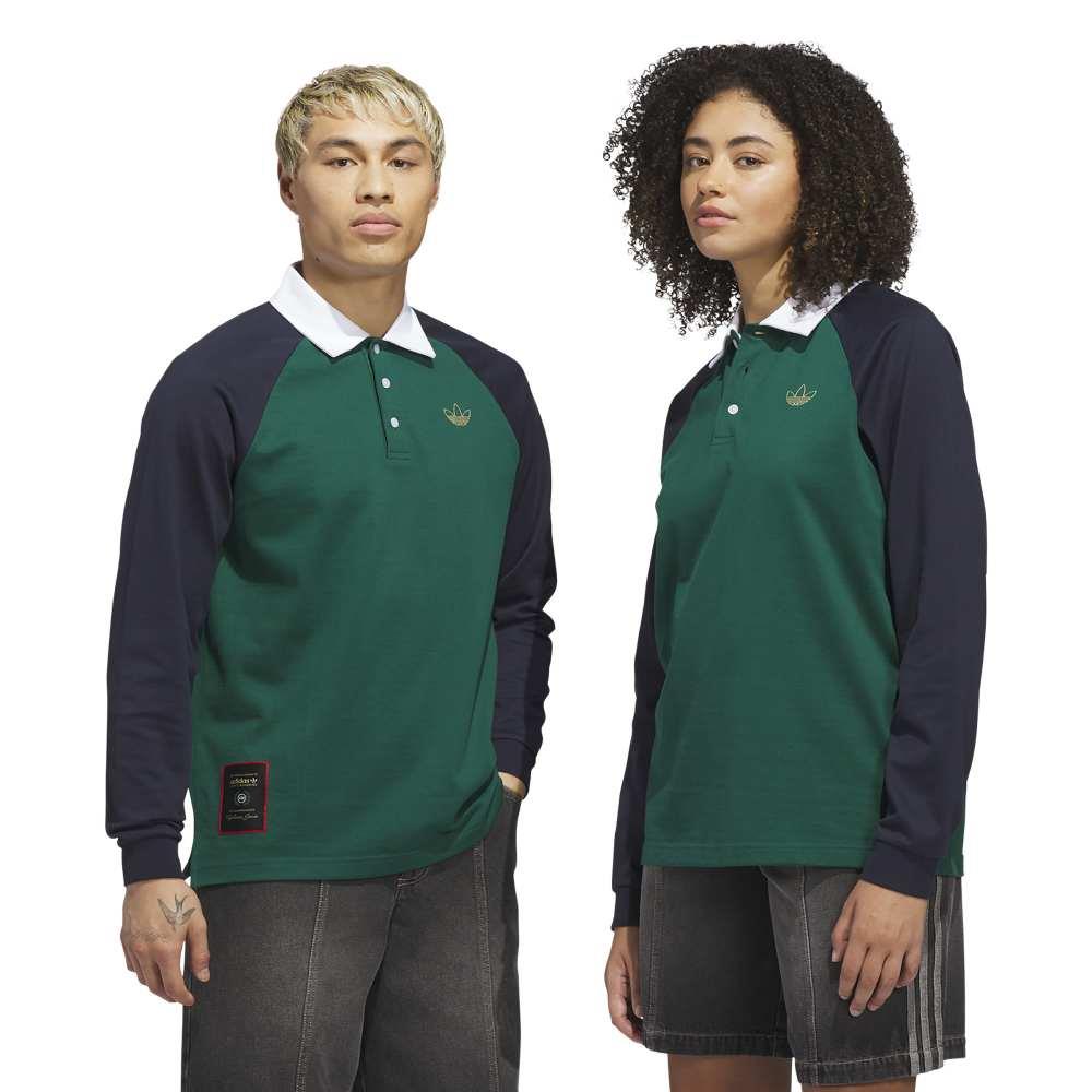 Adidas Skateboarding Tyshawn Rugby Shirt Collegiate Green Legend Ink