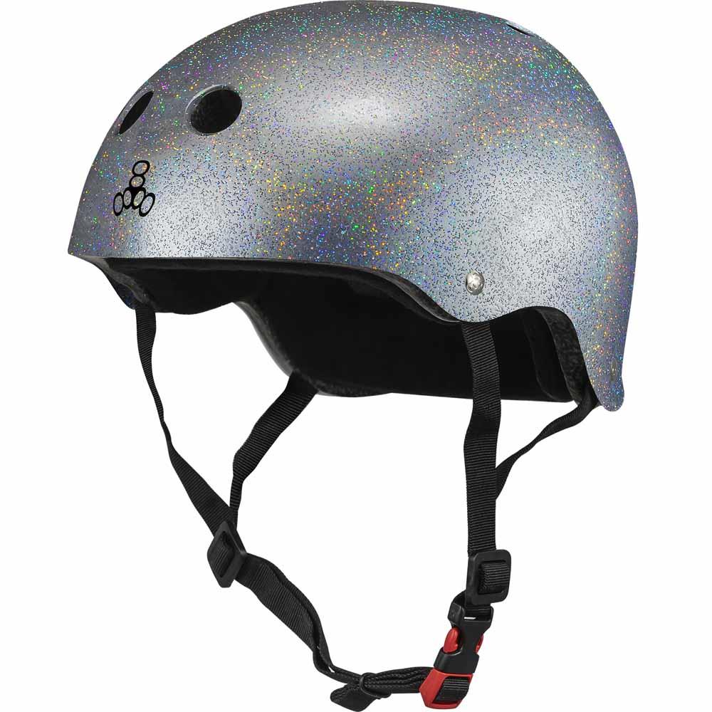 Triple 8 Sweatsaver Cert Skateboard Helmet Glitter Silver