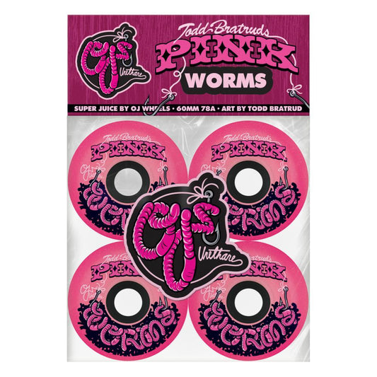 OJ Skateboard Wheels Pink Worms Super Juice Soft 78a Pink 60mm