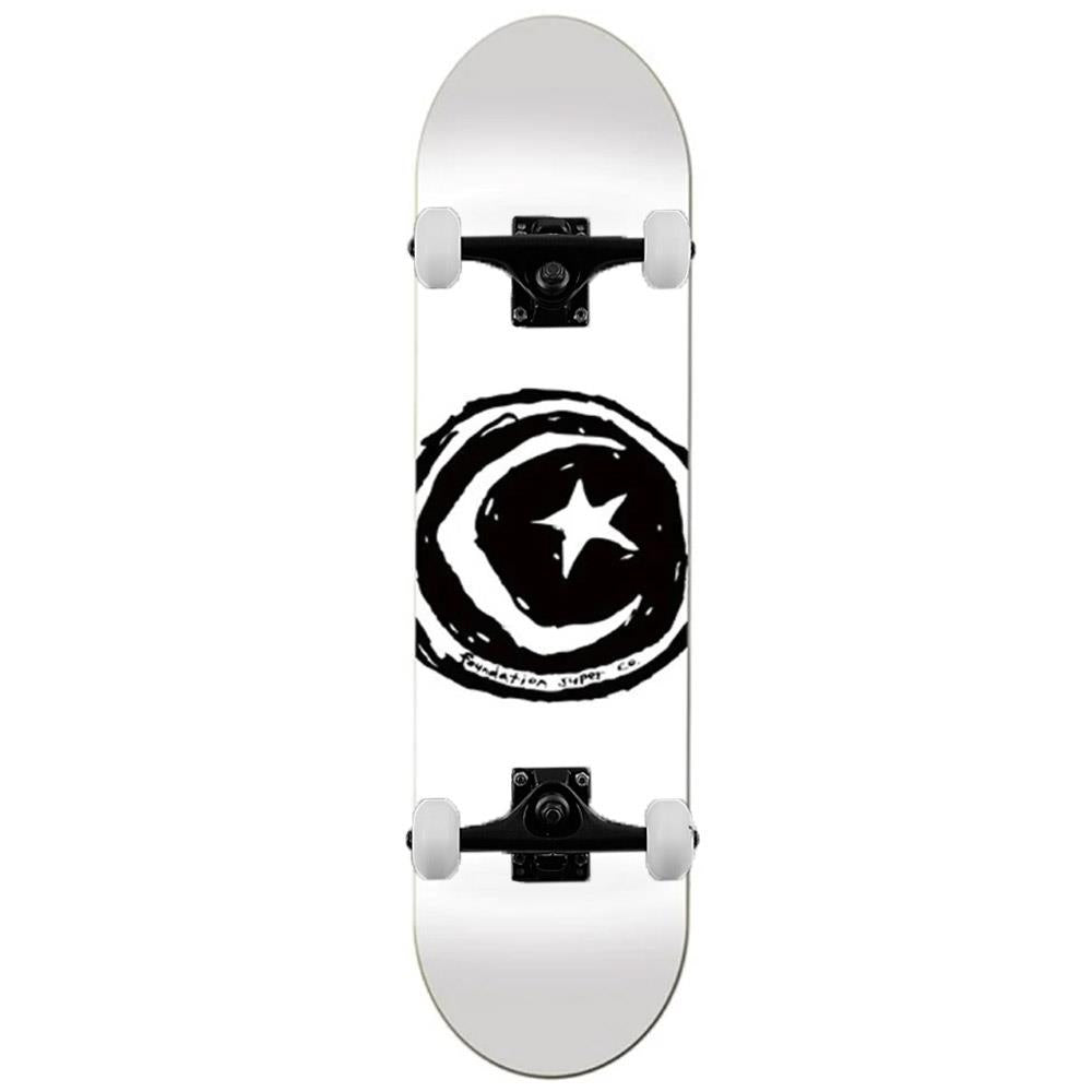 Foundation Star & Moon Complete Skateboard White 8.25"