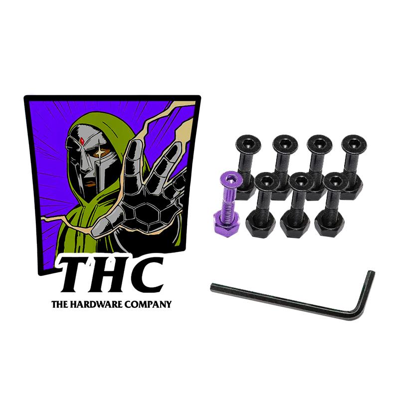 THC The Hardware Company MF Doom Purple Skateboard Nuts & Bolts 1" Allen Key & Sticker