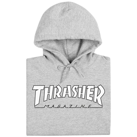Thrasher Hooded Sweatshirt Outlined Grey White