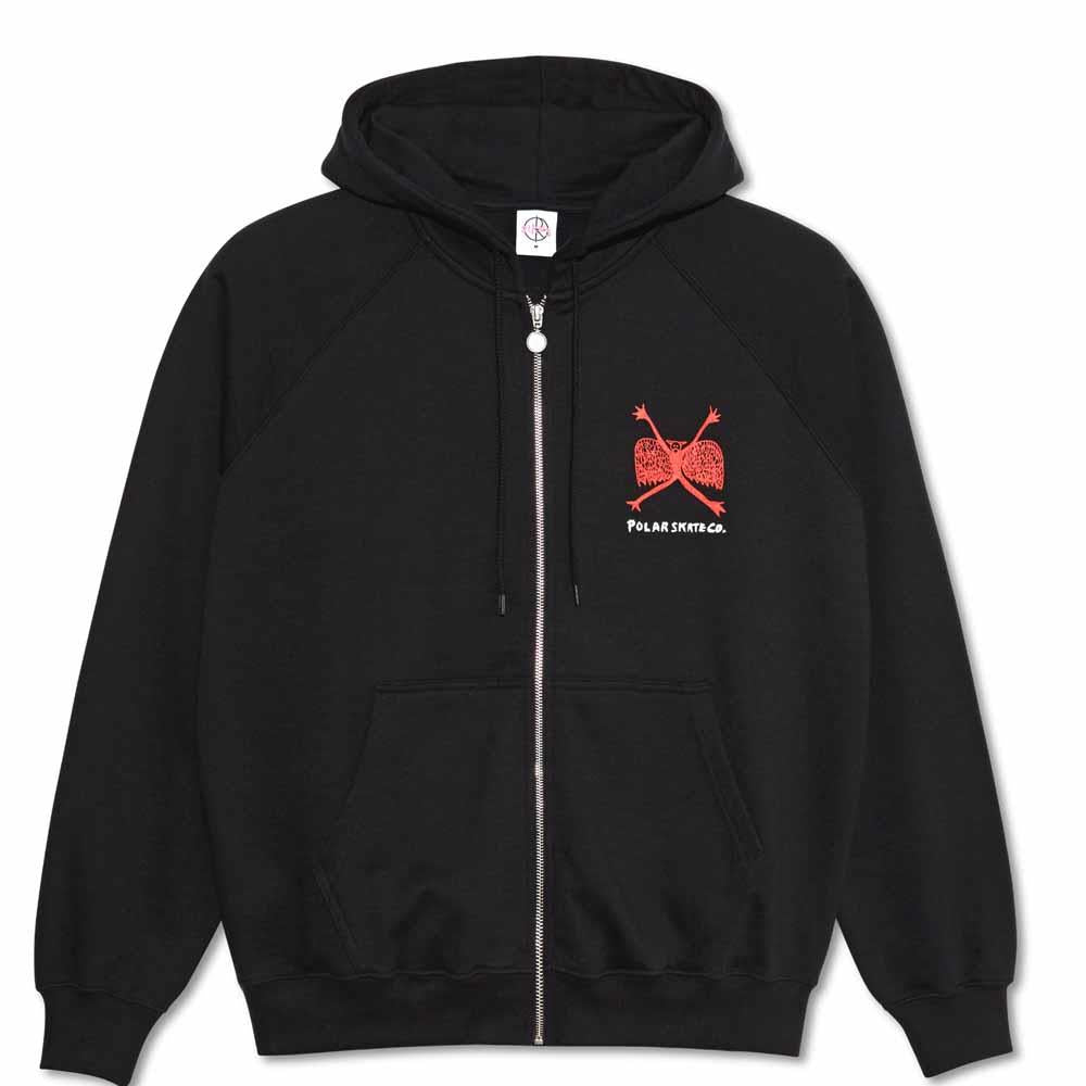 Polar Skateboards Default Zip Hooded Sweatshirt Welcome To The New Age Black