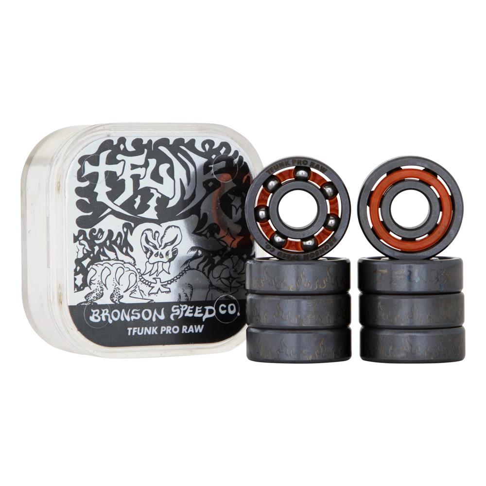 Bronson Speed Co. Skateboard Bearings TFunk Pro Raw (Pack of 8) Black 8 mm