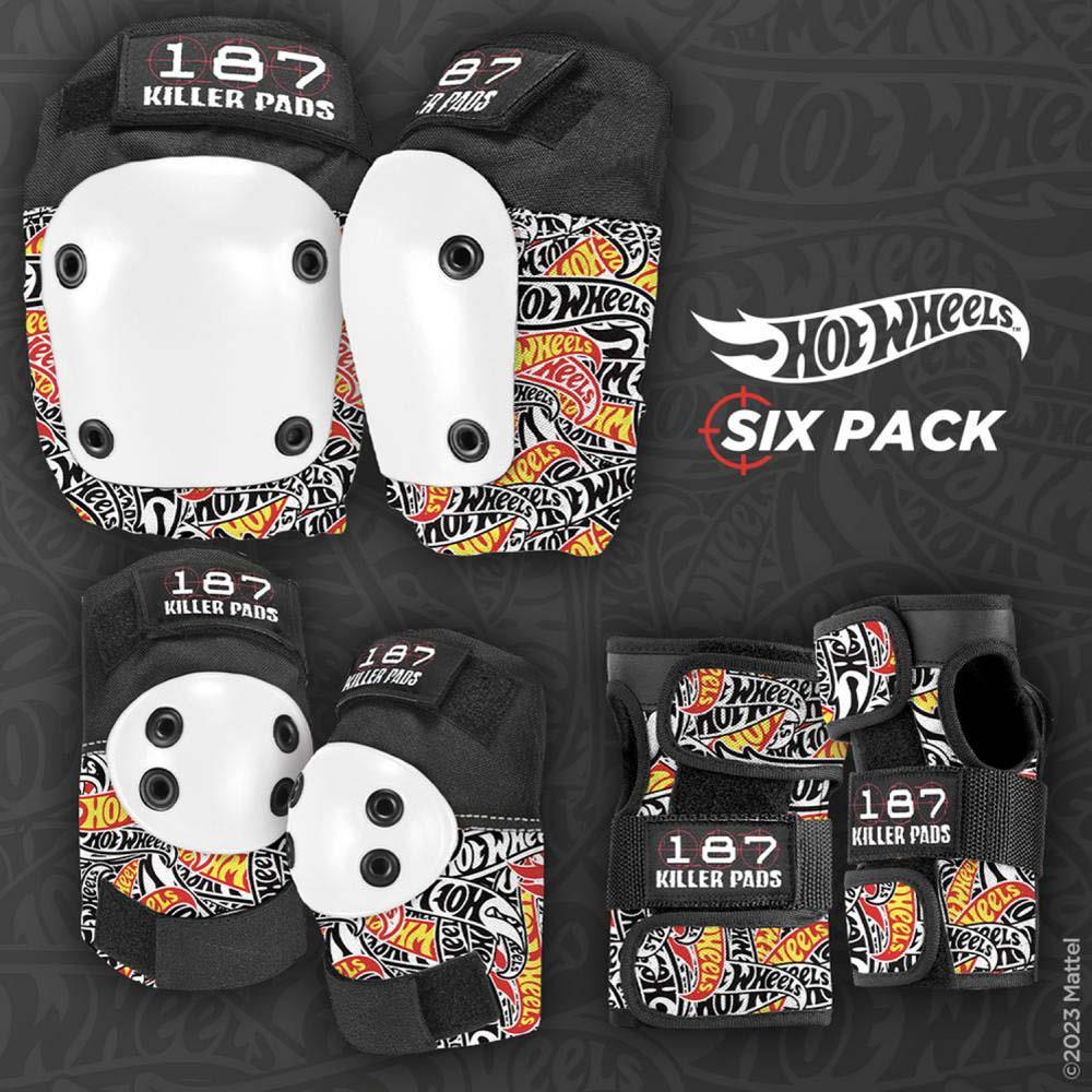 187 Killer Skateboard Pads Adult Six Pack Set Hot Wheels Multi Colour