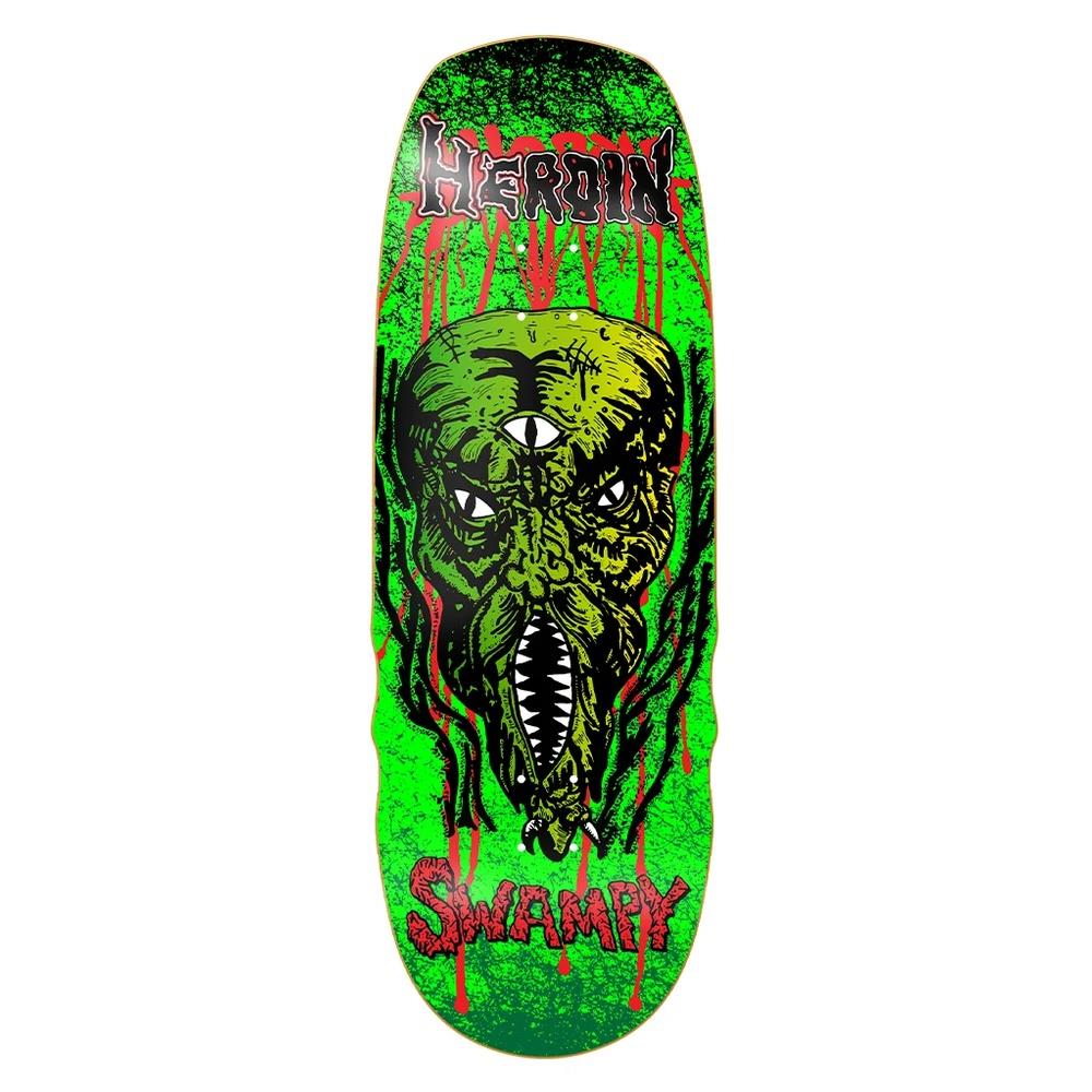 Heroin Skateboards Swampy Slme Face Skateboard Deck 10.6”