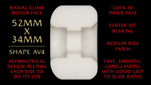 Powell Peralta Dragon Formula Skateboard Wheels Nano Rat 52mm x 34mm 93A AV4 Off White Red