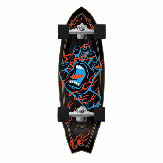 Santa Cruz Surf Skate Complete Skateboard Inferno Hand Shark Carver Surf Multi 9.85"