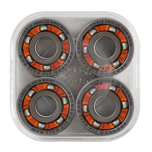 Bronson Speed Co. Skateboard Bearings Chris Joslin Pro 6-Ball Raw Silver Orange