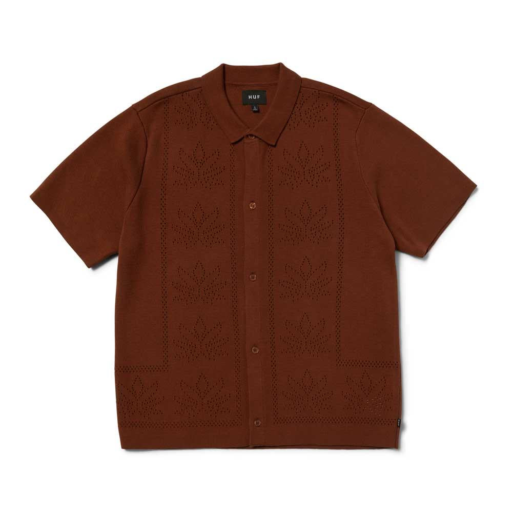 Huf Plantlife Perforated Short Sleeve Knit Top Sierra Brown
