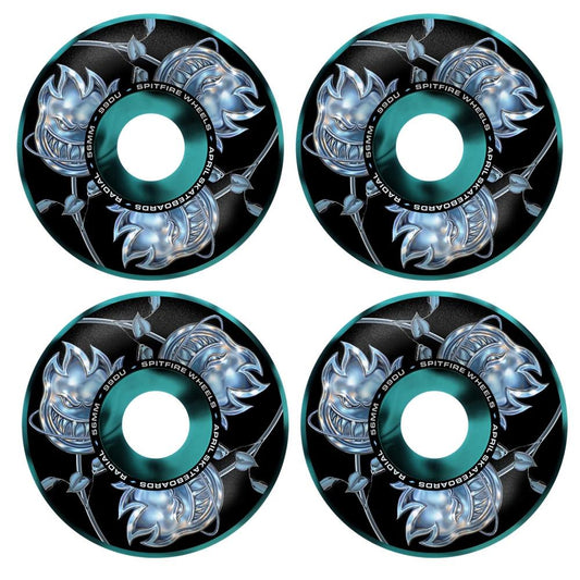 Spitfire x April Formula 4 Bighead Rose Radial 56mm Skateboard Wheels Black/Blue Swirl 99a