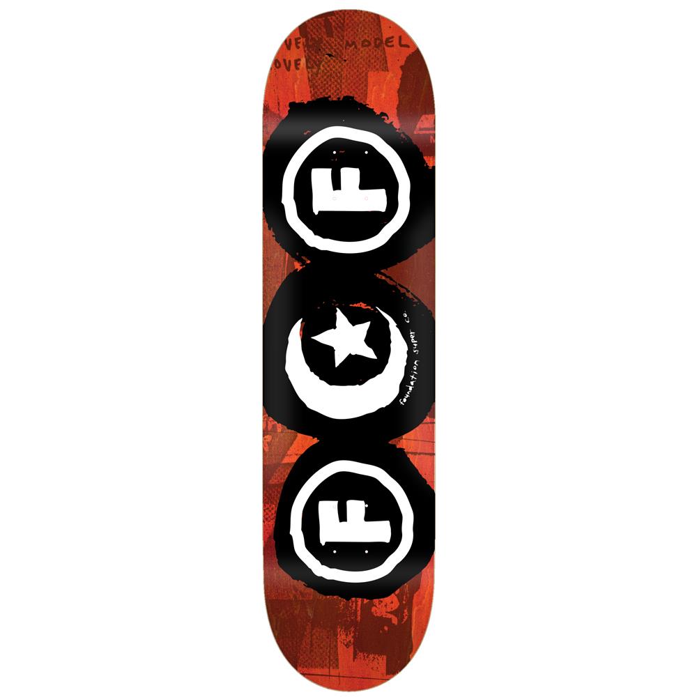 Foundation Trio Skateboard Deck Red 8.5"