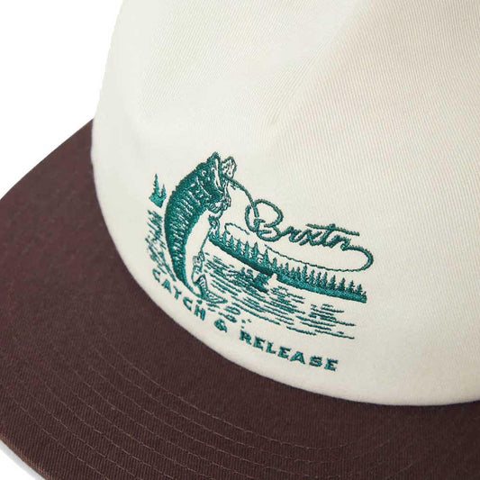 Brixton Catch & Release HP Snapback Cap Off White Brown