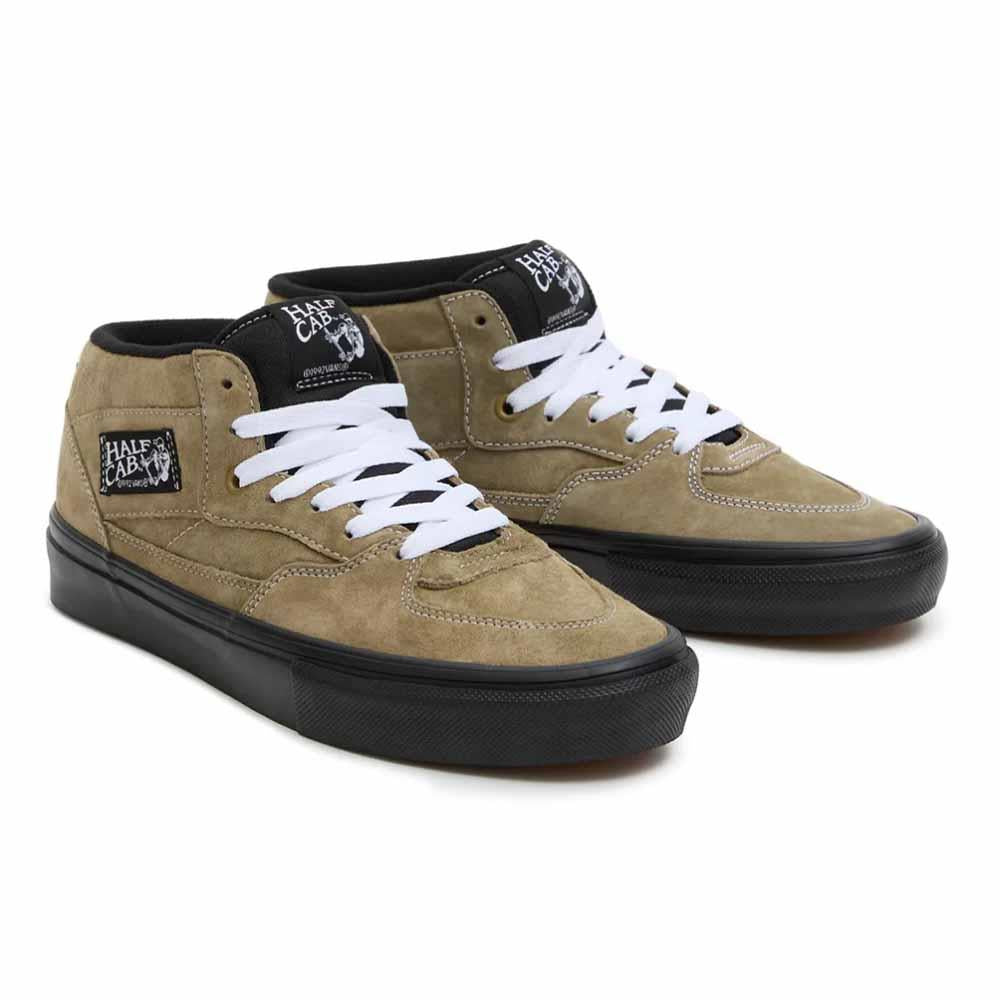 Vans Half Cab Pig Suede Olive Black Vulcanised Skate Shoes