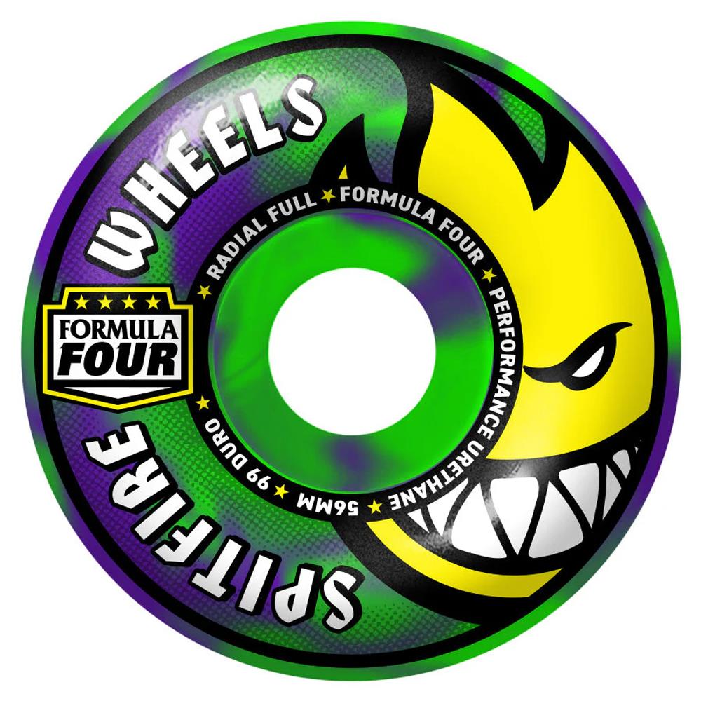 Spitfire Formula Four Skateboard Wheels Radial Full 56mm Neon Green Purple