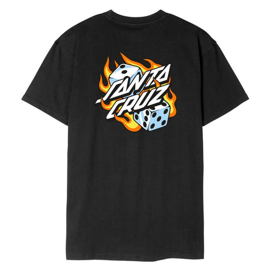 Santa Cruz Flaming Dice Dot Chest T-Shirt Black