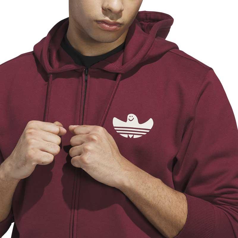 Adidas Skateboarding Shmoo Zip Up Hooded Sweatshirt Dark Red Aluminium