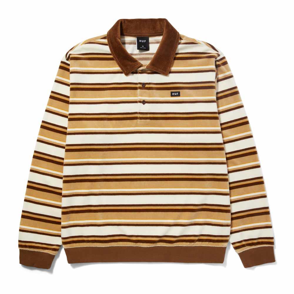 Huf Kramer Long Sleeve Velour Shirt Oatmeal