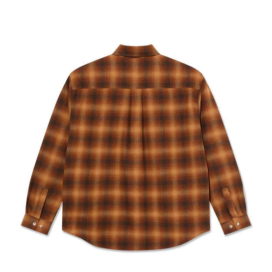 Polar Skateboards Mitchell Long Sleeve Shadow Check Shirt Caramel
