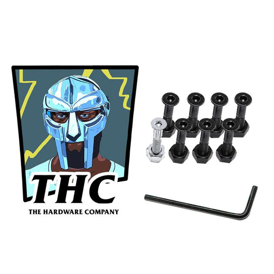 The Hardware Company THC MF Doom Silver Skateboard Nuts & Bolts 1" Allen Key & Sticker