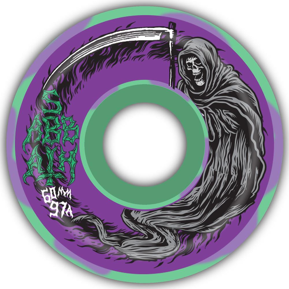 Sabbath Skateboard Wheels Death Wizard Conical Green Purple 60mm 97A