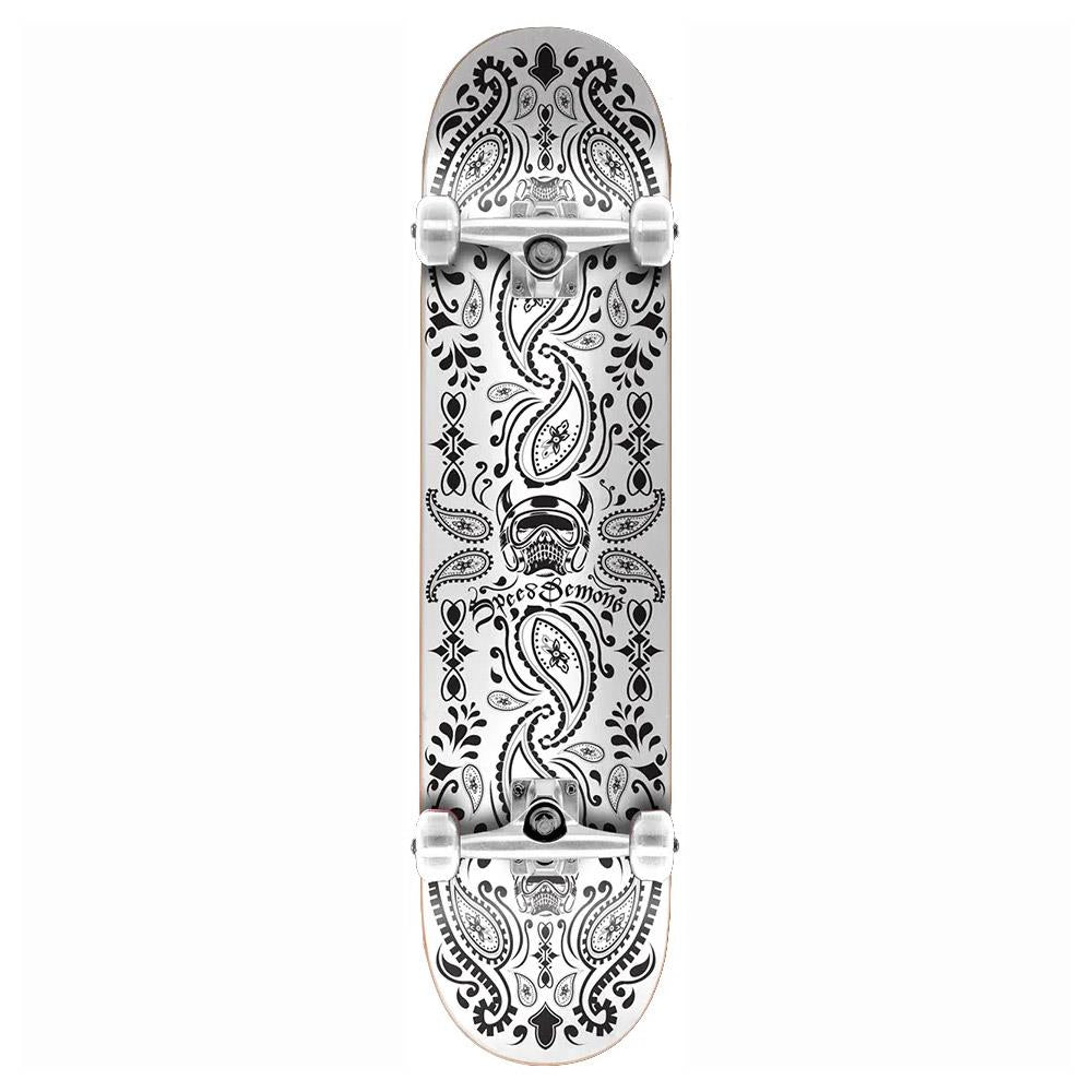 Speed Demons Bandana Factory Complete Skateboard Black White 8"