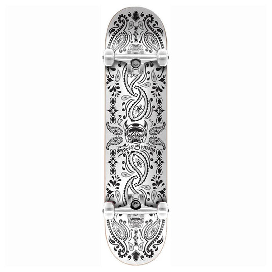 Speed Demons Bandana Factory Complete Skateboard Black White 8"