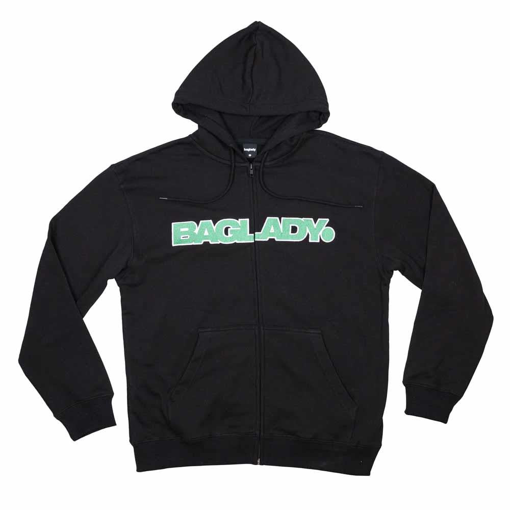 Baglady Supplies Full Zip Hooded Sweatshirt Black