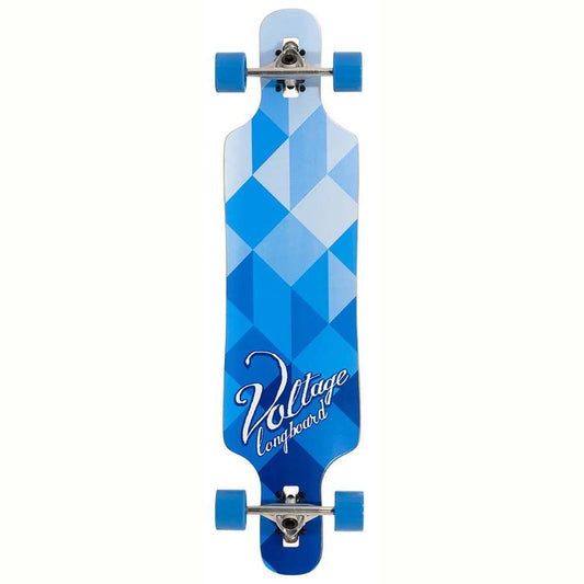 Voltage Skateboards DT Factory Complete Longboard Skateboard Blue White 39"