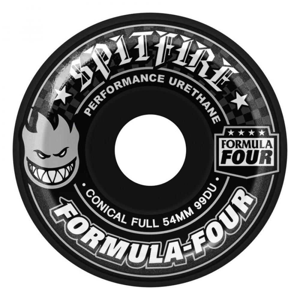 Spitfire Wheels Formula Four 99 Conical Full Black Skateboard Wheels 54mm