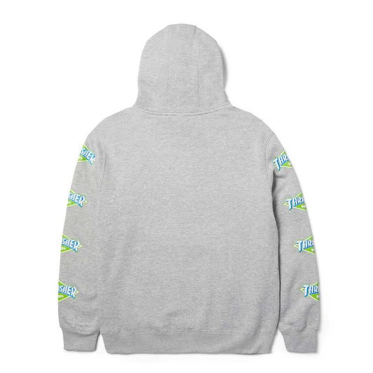 HUF x Thrasher Logo Pullover Hooded Sweatshirt Heather Grey