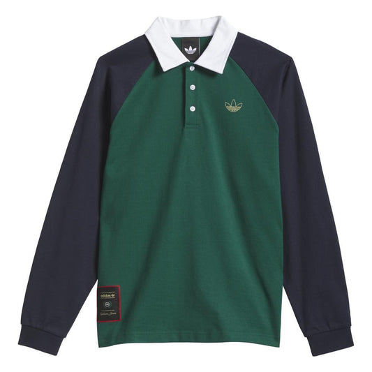 Adidas Skateboarding Tyshawn Rugby Shirt Collegiate Green Legend Ink