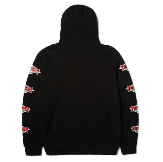 HUF x Thrasher Logo Pullover Hooded Sweatshirt Black