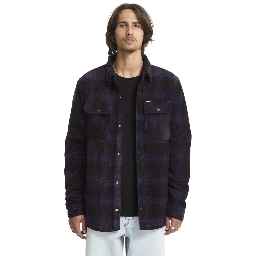 Volcom Bowered Fleece Longsleeve Shirt Jacket Dark Purple