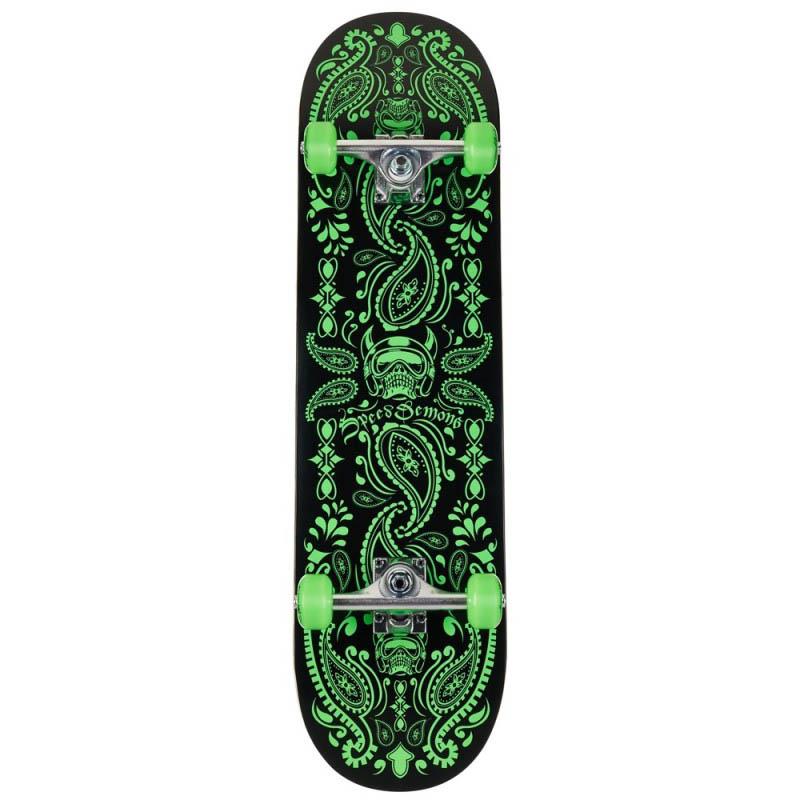 Speed Demons Bandana Factory Complete Skateboard Black Green 8.25''
