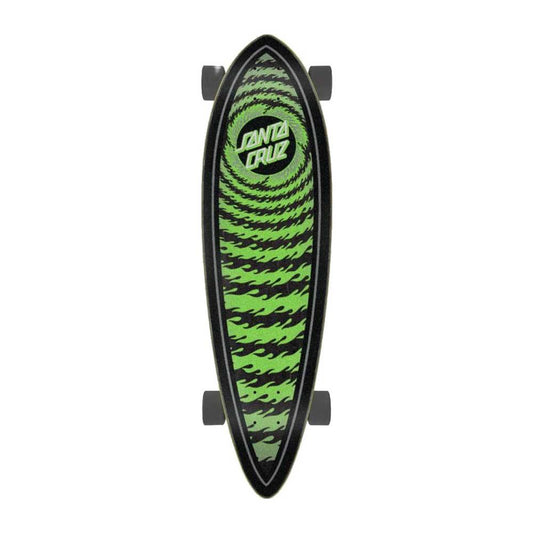 Santa Cruz Cruzer Complete Cruiser Skateboard Flame Ringed Dot Pintail Green/Black 9.2"