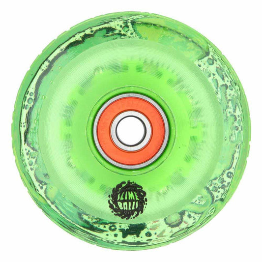 Slime Balls Skateboard Wheels Angler Light Ups OG Slime 78a Neon Green 66mm & Bronson G2 Bearings